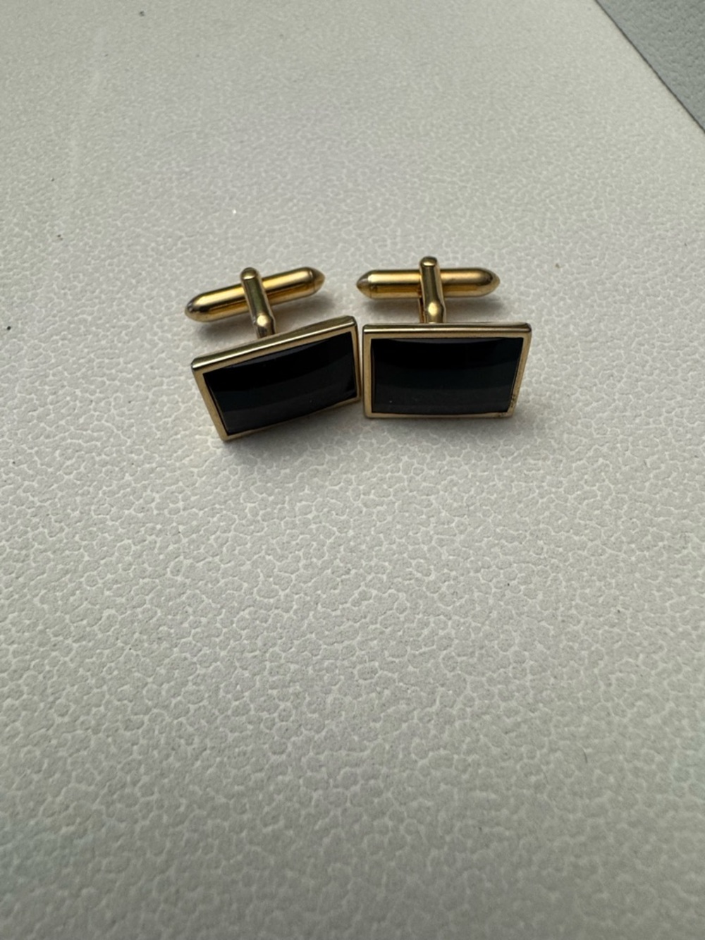 SWANK Gold-Tone Cufflinks with Black Rectangular Inlay